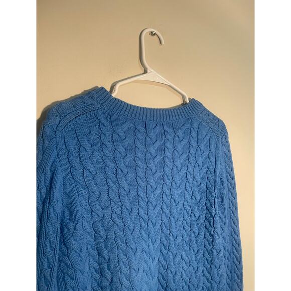 J. Crew Blue Diagonal Cable Knit Cotton Sweater Size Small - Picture 7 of 11